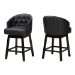 Baxton Studio Theron Mid-Century Transitional Black Faux Leather and Espresso Brown Finished Wood 2-Piece Swivel Counter Stool Set