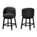 Baxton Studio Theron Mid-Century Transitional Black Faux Leather and Espresso Brown Finished Wood 2-Piece Swivel Counter Stool Set - BSOBBT5210C-Black/Dark Brown-CS