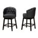 Baxton Studio Theron Mid-Century Transitional Black Faux Leather and Espresso Brown Finished Wood 2-Piece Swivel Counter Stool Set - BSOBBT5210C-Black/Dark Brown-CS