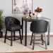 Baxton Studio Theron Mid-Century Transitional Black Faux Leather and Espresso Brown Finished Wood 2-Piece Swivel Counter Stool Set - BSOBBT5210C-Black/Dark Brown-CS