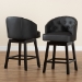 Baxton Studio Theron Mid-Century Transitional Black Faux Leather and Espresso Brown Finished Wood 2-Piece Swivel Counter Stool Set - BSOBBT5210C-Black/Dark Brown-CS