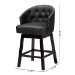 Baxton Studio Theron Mid-Century Transitional Black Faux Leather and Espresso Brown Finished Wood 2-Piece Swivel Counter Stool Set - BSOBBT5210C-Black/Dark Brown-CS