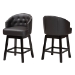 Baxton Studio Theron Mid-Century Transitional Dark Brown Faux Leather and Espresso Brown Finished Wood 2-Piece Swivel Counter Stool Set
