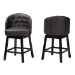 Baxton Studio Theron Mid-Century Transitional Dark Brown Faux Leather and Espresso Brown Finished Wood 2-Piece Swivel Counter Stool Set - BSOBBT5210C-Brown/Dark Brown-CS