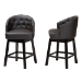 Baxton Studio Theron Mid-Century Transitional Dark Brown Faux Leather and Espresso Brown Finished Wood 2-Piece Swivel Counter Stool Set - BSOBBT5210C-Brown/Dark Brown-CS