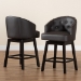 Baxton Studio Theron Mid-Century Transitional Dark Brown Faux Leather and Espresso Brown Finished Wood 2-Piece Swivel Counter Stool Set - BSOBBT5210C-Brown/Dark Brown-CS