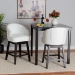 Baxton Studio Theron Mid-Century Transitional White Faux Leather and Espresso Brown Finished Wood 2-Piece Swivel Counter Stool Set - BSOBBT5210C-White/Dark Brown-CS