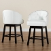 Baxton Studio Theron Mid-Century Transitional White Faux Leather and Espresso Brown Finished Wood 2-Piece Swivel Counter Stool Set - BSOBBT5210C-White/Dark Brown-CS