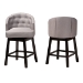Baxton Studio Theron Mid-Century Transitional Grey Fabric and Espresso Brown Finished Wood 2-Piece Swivel Counter Stool Set - BSOBBT5210C-Grey/Dark Brown-CS
