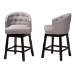 Baxton Studio Theron Mid-Century Transitional Grey Fabric and Espresso Brown Finished Wood 2-Piece Swivel Counter Stool Set - BSOBBT5210C-Grey/Dark Brown-CS