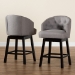 Baxton Studio Theron Mid-Century Transitional Grey Fabric and Espresso Brown Finished Wood 2-Piece Swivel Counter Stool Set - BSOBBT5210C-Grey/Dark Brown-CS