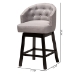 Baxton Studio Theron Mid-Century Transitional Grey Fabric and Espresso Brown Finished Wood 2-Piece Swivel Counter Stool Set - BSOBBT5210C-Grey/Dark Brown-CS