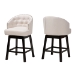 Baxton Studio Theron Mid-Century Transitional Light Beige Fabric and Espresso Brown Finished Wood 2-Piece Swivel Counter Stool Set
