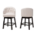 Baxton Studio Theron Mid-Century Transitional Light Beige Fabric and Espresso Brown Finished Wood 2-Piece Swivel Counter Stool Set - BSOBBT5210C-Light Beige/Dark Brown-CS