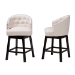 Baxton Studio Theron Mid-Century Transitional Light Beige Fabric and Espresso Brown Finished Wood 2-Piece Swivel Counter Stool Set - BSOBBT5210C-Light Beige/Dark Brown-CS