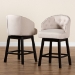 Baxton Studio Theron Mid-Century Transitional Light Beige Fabric and Espresso Brown Finished Wood 2-Piece Swivel Counter Stool Set - BSOBBT5210C-Light Beige/Dark Brown-CS