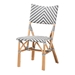Baxton Studio Shai Modern French Grey and White Weaving and Natural Rattan Bistro Chair