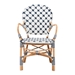 Baxton Studio Bryson Modern French Blue and White Weaving and Natural Rattan Bistro Chair - BSOBC010-W2-Rattan-DC Arm