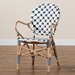 Baxton Studio Bryson Modern French Blue and White Weaving and Natural Rattan Bistro Chair - BSOBC010-W2-Rattan-DC Arm