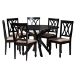 Baxton Studio Maya Modern Beige Fabric and Espresso Brown Finished Wood 7-Piece Dining Set