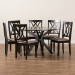 Baxton Studio Maya Modern Beige Fabric and Espresso Brown Finished Wood 7-Piece Dining Set - BSOMaya-Sand/Dark Brown-7PC Dining Set