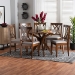 Baxton Studio Maya Modern Grey Fabric and Walnut Brown Finished Wood 7-Piece Dining Set - BSOMaya-Grey/Walnut-7PC Dining Set