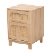 Baxton Studio Elsbeth Mid-Century Modern Light Brown Finished Wood and Natural Rattan 1-Drawer End Table