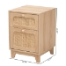Baxton Studio Elsbeth Mid-Century Modern Light Brown Finished Wood and Natural Rattan 1-Drawer End Table - BSOLC22040701-Rattan-ET