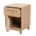 Baxton Studio Elsbeth Mid-Century Modern Light Brown Finished Wood and Natural Rattan 1-Drawer End Table - BSOLC22040701-Rattan-ET