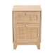 Baxton Studio Elsbeth Mid-Century Modern Light Brown Finished Wood and Natural Rattan 1-Drawer End Table - BSOLC22040701-Rattan-ET