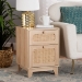 Baxton Studio Elsbeth Mid-Century Modern Light Brown Finished Wood and Natural Rattan 1-Drawer End Table - BSOLC22040701-Rattan-ET