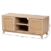 Baxton Studio Elsbeth Mid-Century Modern Light Brown Finished Wood and Natural Rattan 2-Door TV Stand - BSOLC22040702-Rattan-TV Stand