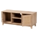 Baxton Studio Elsbeth Mid-Century Modern Light Brown Finished Wood and Natural Rattan 2-Door TV Stand - BSOLC22040702-Rattan-TV Stand