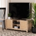 Baxton Studio Elsbeth Mid-Century Modern Light Brown Finished Wood and Natural Rattan 2-Door TV Stand - BSOLC22040702-Rattan-TV Stand