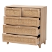 Baxton Studio Elsbeth Mid-Century Modern Oak Brown Finished Wood and Natural Rattan 5-Drawer Storage Cabinet - BSOLC22040704-Rattan-5DW Cabinet