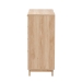 Baxton Studio Elsbeth Mid-Century Modern Oak Brown Finished Wood and Natural Rattan 5-Drawer Storage Cabinet - BSOLC22040704-Rattan-5DW Cabinet