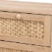 Baxton Studio Elsbeth Mid-Century Modern Oak Brown Finished Wood and Natural Rattan 5-Drawer Storage Cabinet - BSOLC22040704-Rattan-5DW Cabinet