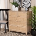Baxton Studio Elsbeth Mid-Century Modern Oak Brown Finished Wood and Natural Rattan 5-Drawer Storage Cabinet - BSOLC22040704-Rattan-5DW Cabinet