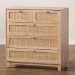 Baxton Studio Elsbeth Mid-Century Modern Oak Brown Finished Wood and Natural Rattan 5-Drawer Storage Cabinet - BSOLC22040704-Rattan-5DW Cabinet
