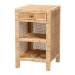 Baxton Studio Bella Modern Bohemian Natural Brown Mahogany Wood and Natural Rattan 1-Drawer Nightstand
