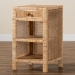 bali & pari Bella Modern Bohemian Natural Brown Mahogany Wood and Natural Rattan 1-Drawer Nightstand - BSOBella-Mahogany-SM-NS