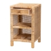 bali & pari Bella Modern Bohemian Natural Brown Mahogany Wood and Natural Rattan 1-Drawer Nightstand - BSOBella-Mahogany-SM-NS