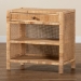bali & pari Bella Modern Bohemian Natural Brown Mahogany Wood and Natural Rattan 1-Drawer Console Table - BSOBella-Mahogany-Console