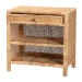 bali & pari Bella Modern Bohemian Natural Brown Mahogany Wood and Natural Rattan 1-Drawer Console Table - BSOBella-Mahogany-Console