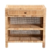 bali & pari Bella Modern Bohemian Natural Brown Mahogany Wood and Natural Rattan 1-Drawer Console Table - BSOBella-Mahogany-Console