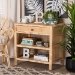 bali & pari Bella Modern Bohemian Natural Brown Mahogany Wood and Natural Rattan 1-Drawer Console Table - BSOBella-Mahogany-Console
