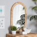 bali & pari Bella Modern Bohemian Natural Brown Mahogany Wood and Natural Rattan Oval Mirror - BSOBella-Hardwood-Oval-Mirror