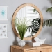 bali & pari Bella Modern Bohemian Natural Brown Mahogany Wood and Natural Rattan Round Mirror - BSOBella-Hardwood-Round-Mirror