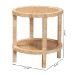 bali & pari Bella Modern Bohemian Natural Brown Mahogany Wood and Natural Rattan 2-Tier End Table - BSOBella-Rattan-ET