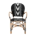 bali & pari Wallis Modern French Two-Tone Black and White Weaving and Natural Rattan Indoor Dining Chair - BSOBC010-W3-Rattan-DC Arm